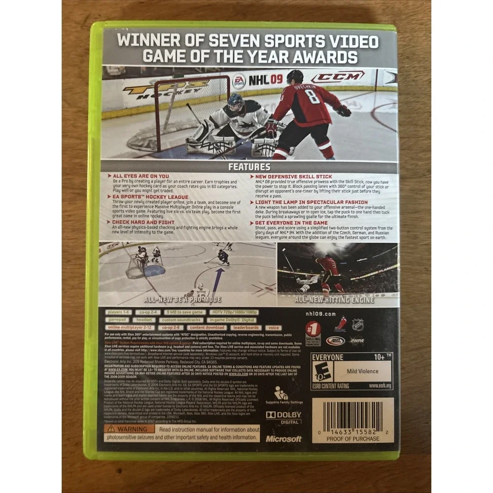 NHL 09 - Microsoft Xbox 360 Complete In Box Dolby Digital Super Fun